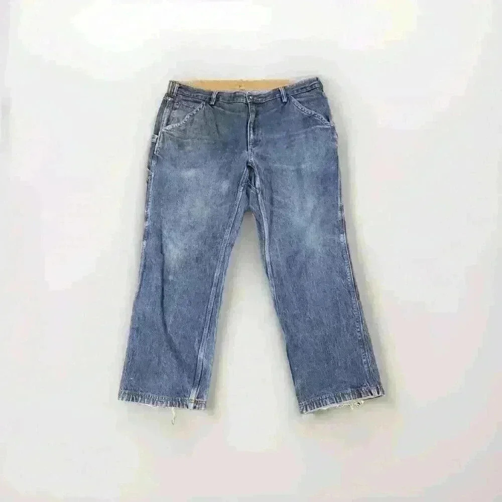 DULUTH TRADING CO Carpenter Denim Casual Work Pants Blue Jeans Men's Sz 42 x 32